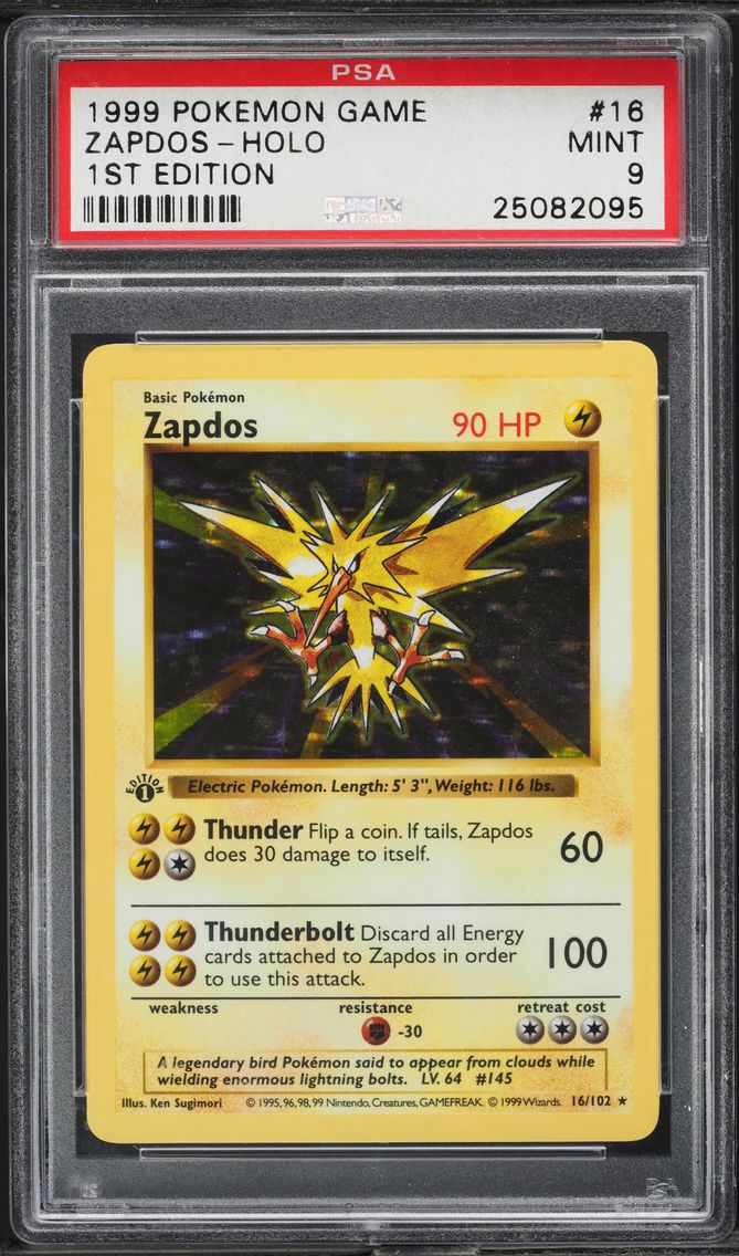 1999 #16 Zapdos-Holo 1st edition PSA 9 Base Set Pokemon