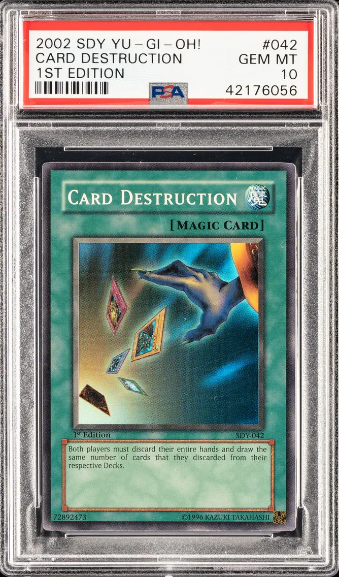 2002 YU-GI-OH STARTER DECK: YUGI 1ST EDITION CARD DESTRUCTION SDY-042 PSA 10
