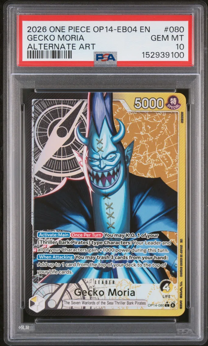 2026 #080 GECKO MORIA PSA 10 One Piece OP14-EB04-the Azure Sea's Seven