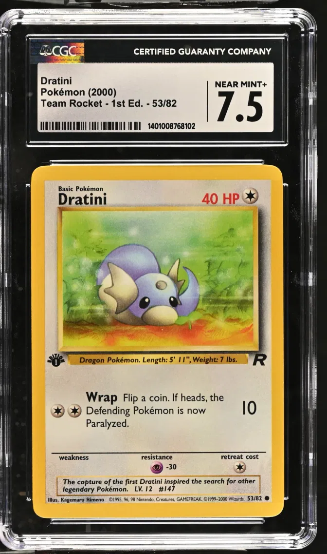 2000 #53 Dratini CGC 7.5 Team Rocket - 1st Edition - English