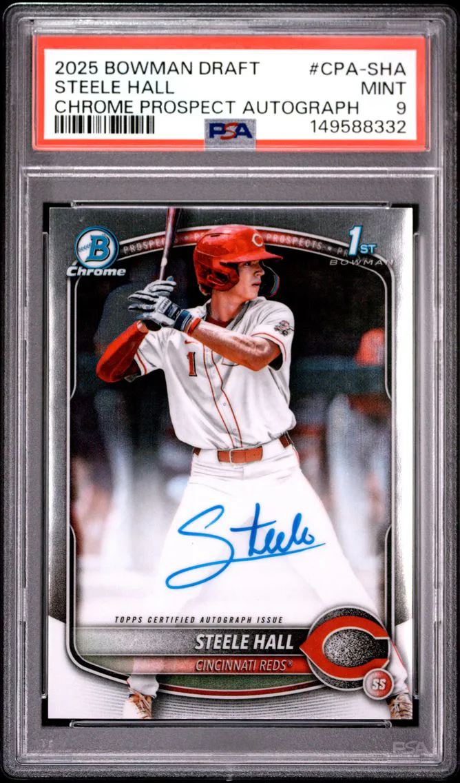 2025 #CPA-SHA Steele Hall PSA 9 Bowman Draft Chrome Prospect Autographs