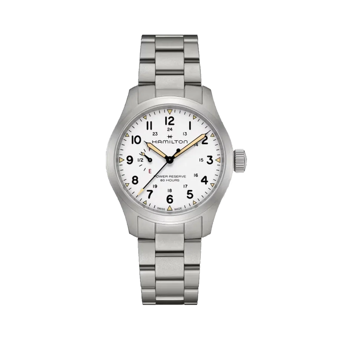 Hamilton Khaki Field Mechanical Power Reserve 40mm - White on Bracelet
