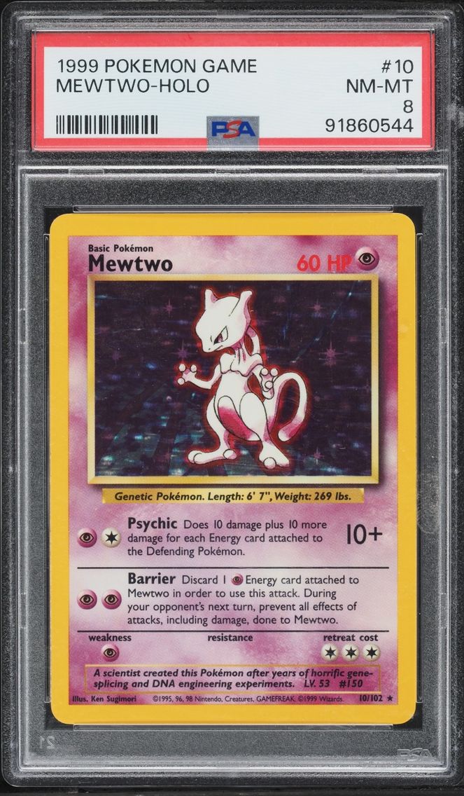 1999 #10 Mewtwo PSA 8 Pokemon Base Set Holo