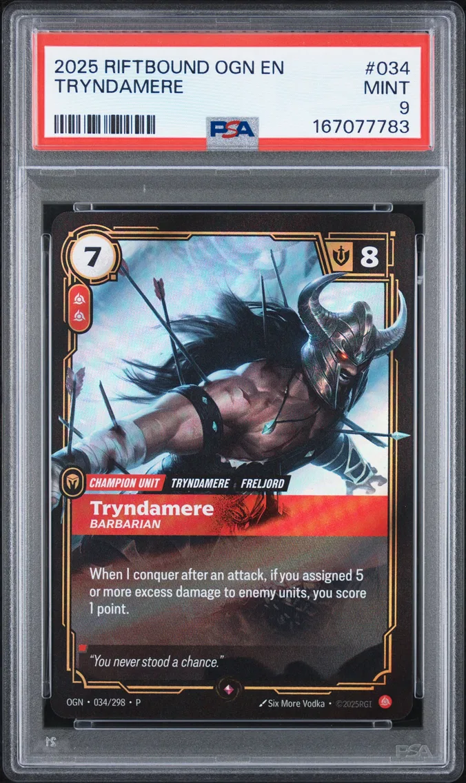 2025 #034 Tryndamere - Barbarian PSA 9 Riftbound: League of Legends Ogn-Origins