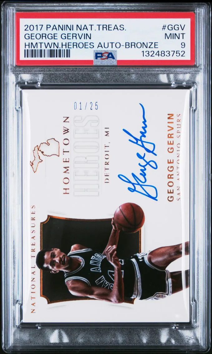 2017 #GGV George Gervin PSA 9 Panini National Treasures Hometown Heroes Autographs