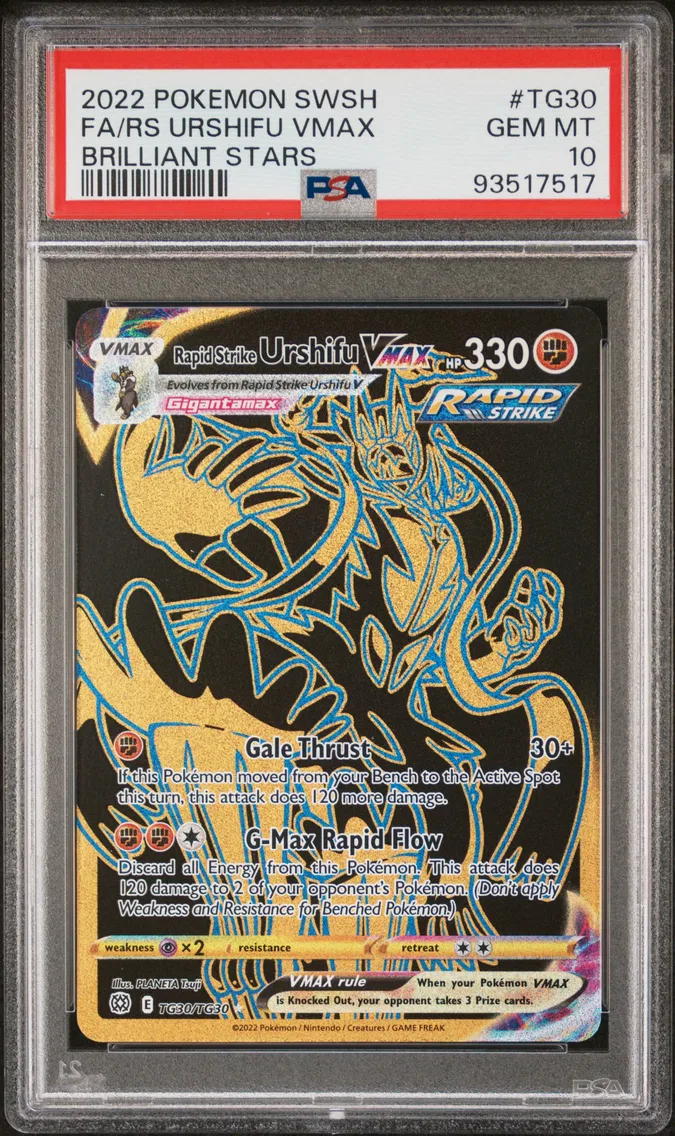 2022 #TG30 Full Art/Rapid Strike Urshifu Vmax PSA 10 Sword & Shield Brilliant Stars