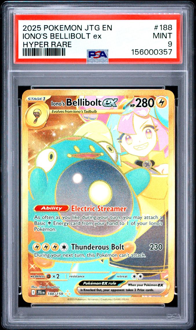 2025 #188 Iono's Bellibolt EX PSA 9 Jtg EN-Journey Together