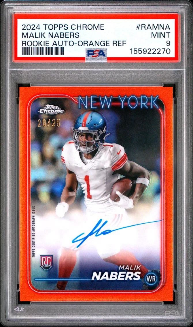 2024 #RAMNA Malik Nabers PSA 9 Topps Chrome Rookie Autographs Variations
