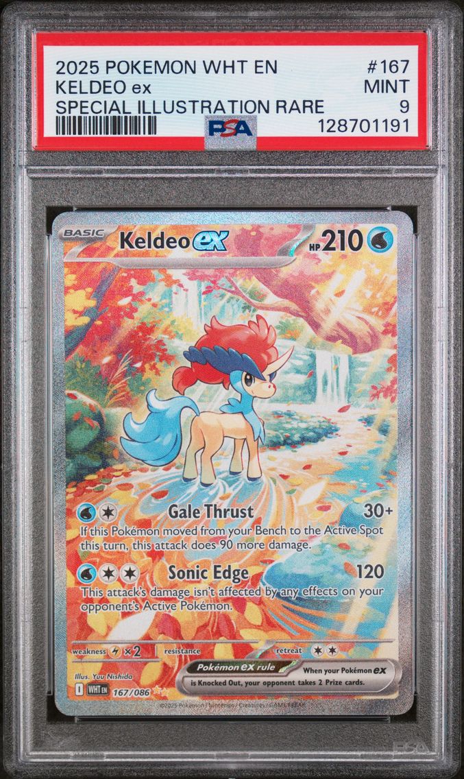 2025 #167 Keldeo EX PSA 9 Wht EN-White Flare Pokemon