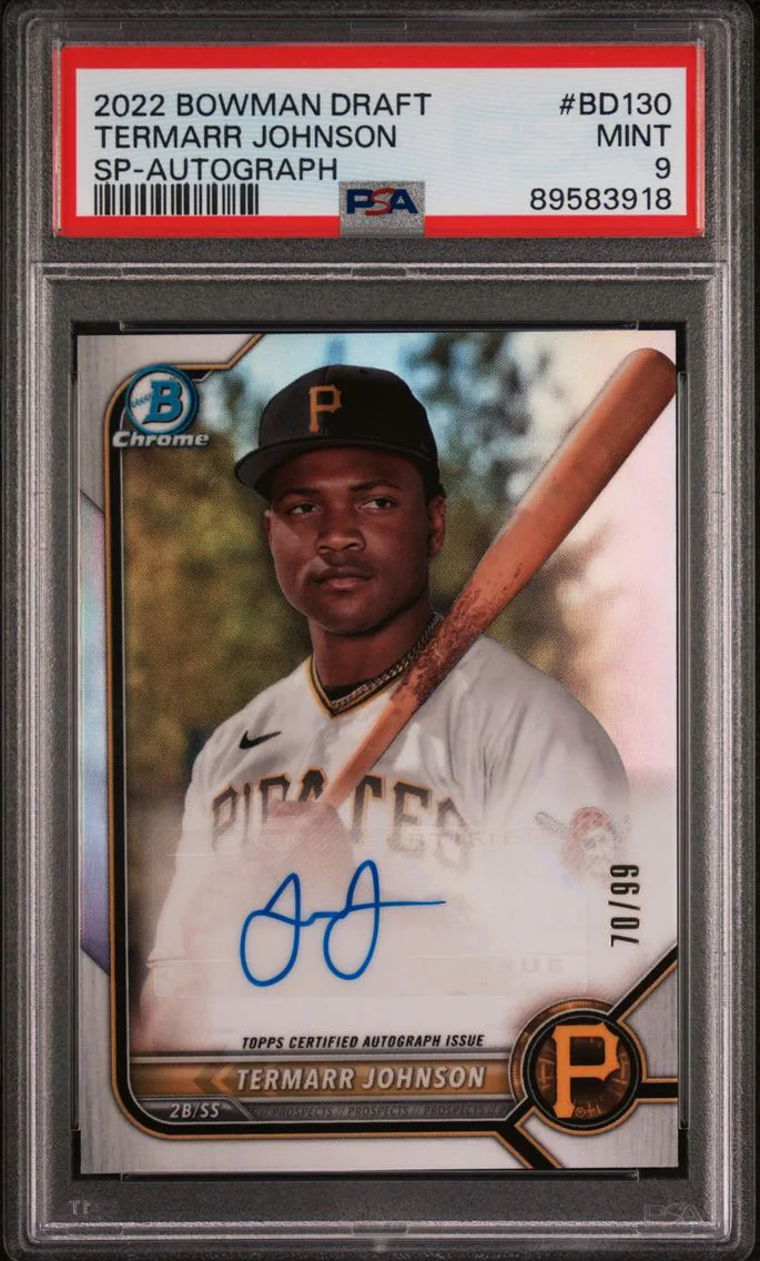 2022 #BD130 Termarr Johnson PSA 9 SP-Autograph Bowman Draft Baseball