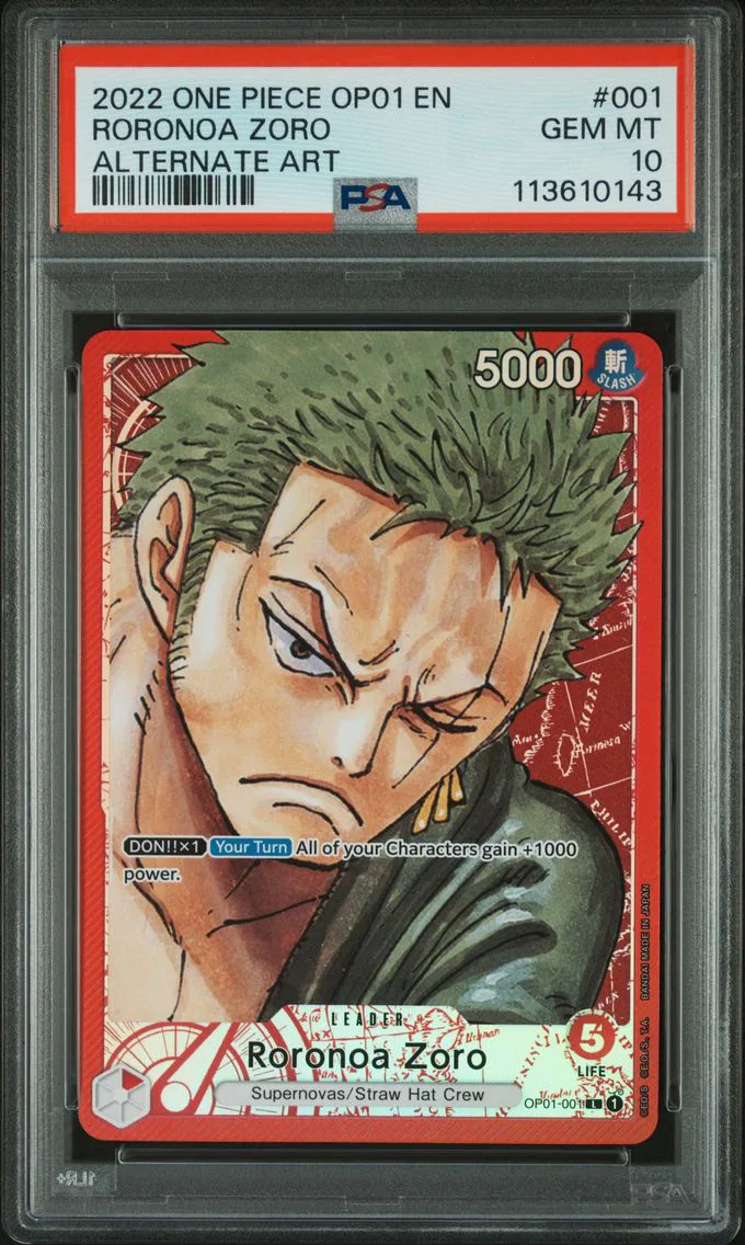 2022 #001 Roronoa Zoro PSA 10 One Piece OP01-Romance Dawn