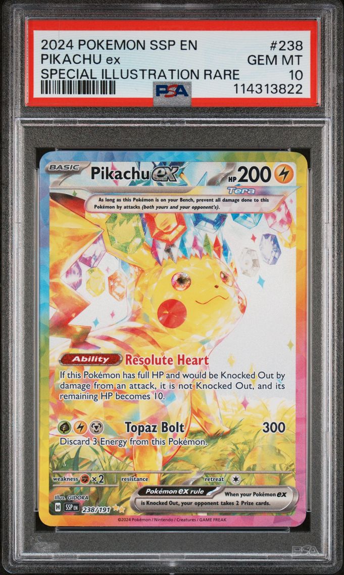 2024 #238 Pikachu EX PSA 10 Ssp EN-Surging Sparks