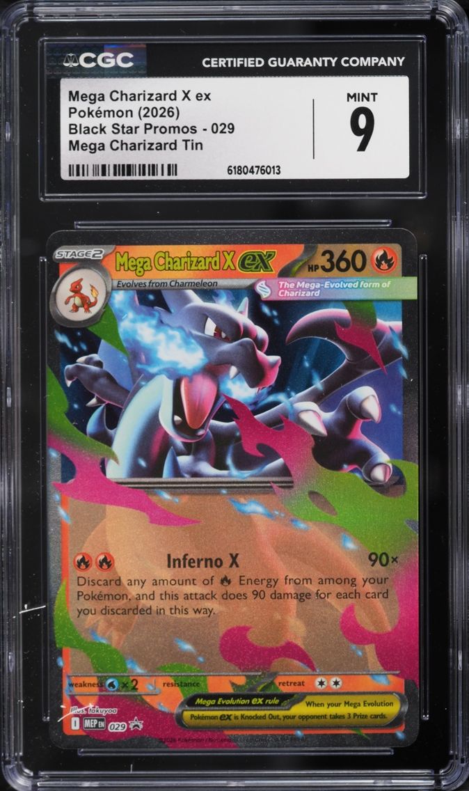 2026 Pokemon Mega Evolution Promo Tin Mega Charizard X ex #29 CGC 9 MINT