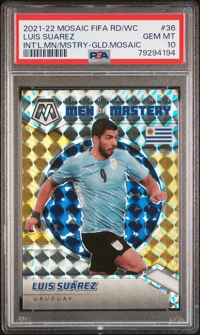 2021 #36 Luis Suarez PSA 10 Panini Mosaic FIFA Road to World Cup International Men of Mastery