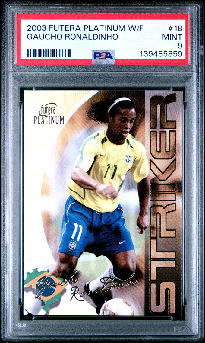2003 #18 Gaucho Ronaldinho PSA 9 Futera Platinum World Football