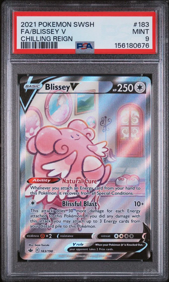2021 #183 Full Art/Blissey V PSA 9 Sword & Shield Chilling Reign