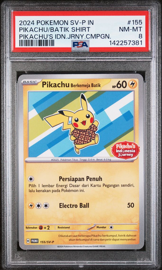 2024 #155 Pikachu in Batik Shirt PSA 8 Indonesian SV-P Promo