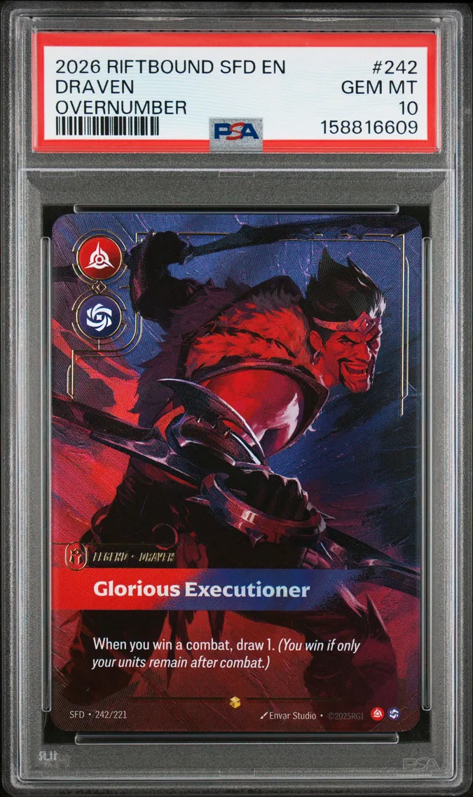 2026 #242 Draven - Glorious Executioner PSA 10 Riftbound: League of Legends Sfd-Spiritforged