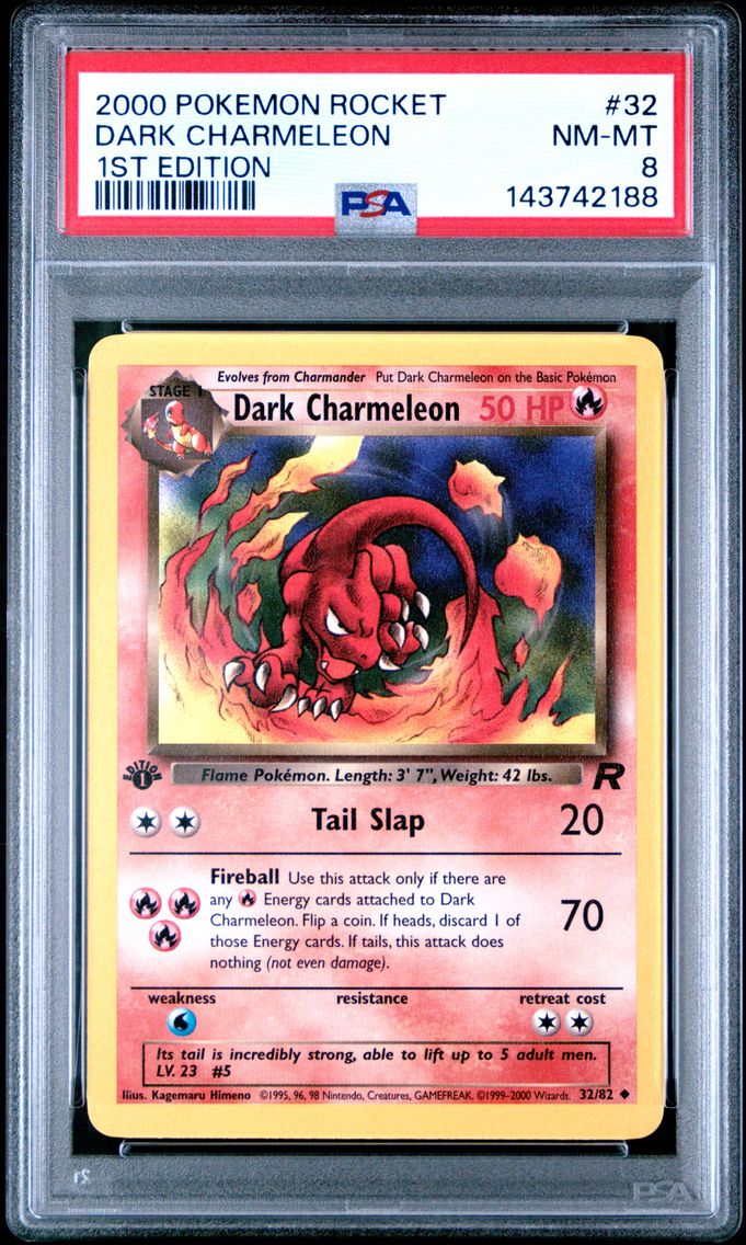 2000 #32 Dark Charmeleon 1st Edition PSA 8 Rocket
