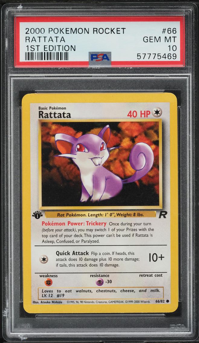 2000 Pokemon Team Rocket 1st Edition Rattata #66 PSA 10 GEM MINT