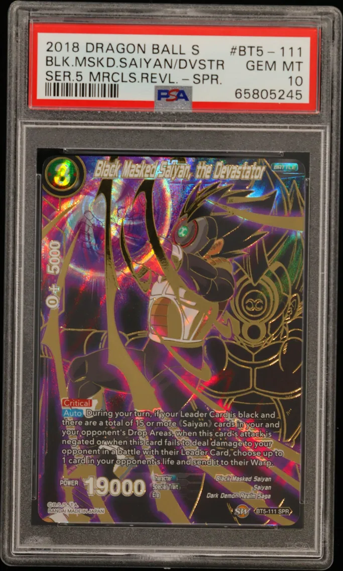 2018 #BT5-111 Black Masked Saiyan, the Devastator PSA 10 Dragon Ball Super Card Game Series 5 Miraculous Revival