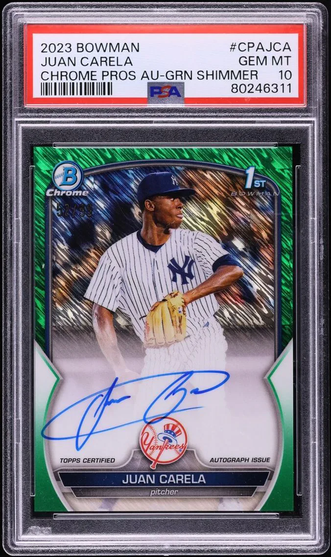 2023 #CPA-JCA Juan Carela PSA 10 Bowman Chrome Green Shimmer PROSPECT AUTO /99