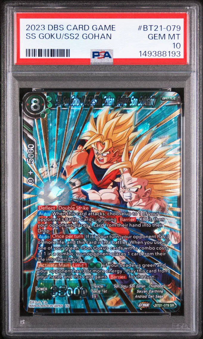 2023 #BT21-079 SS Son Goku & SS2 Son Gohan, Father-Son Solidarity PSA 10 Dragon Ball Super Card Game Series 21 Wild Resurgence