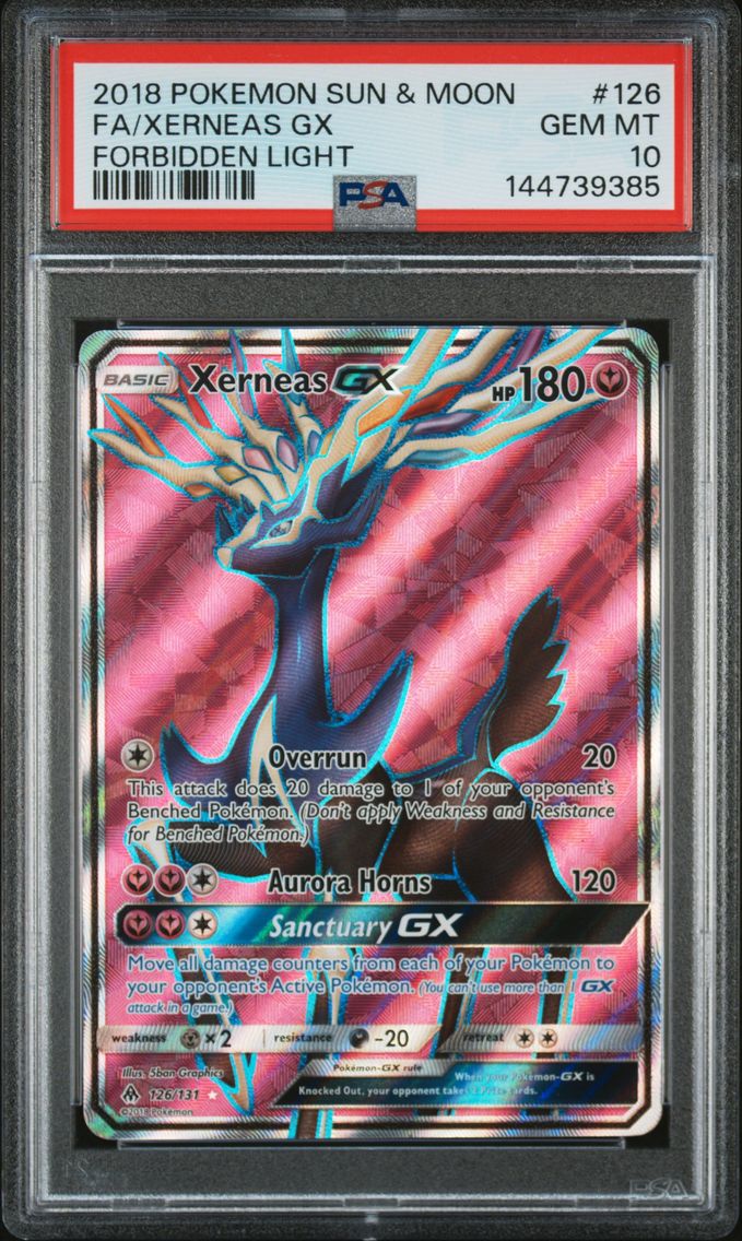 2018 #126 Full Art/Xerneas GX PSA 10 Sun & Moon Forbidden Light