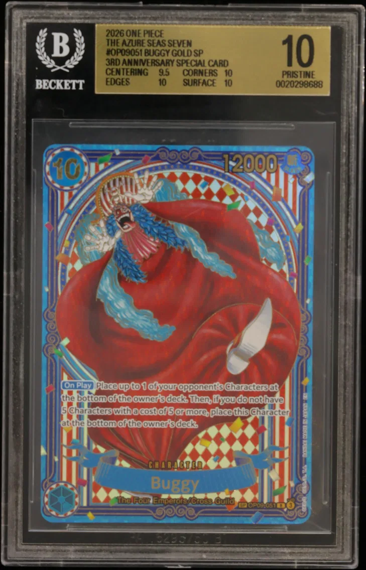 2026 #OP09051 Buggy GOLD SP/(3rd Anniversary Special Card) BGS 10 One Piece Card Game The Azure Sea's Seven