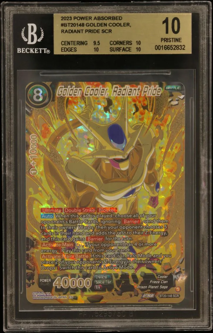 2023 #BT20148 Golden Cooler, Radiant Pride SCR BGS 10 Dragon Ball Super Card Game Power Absorbed