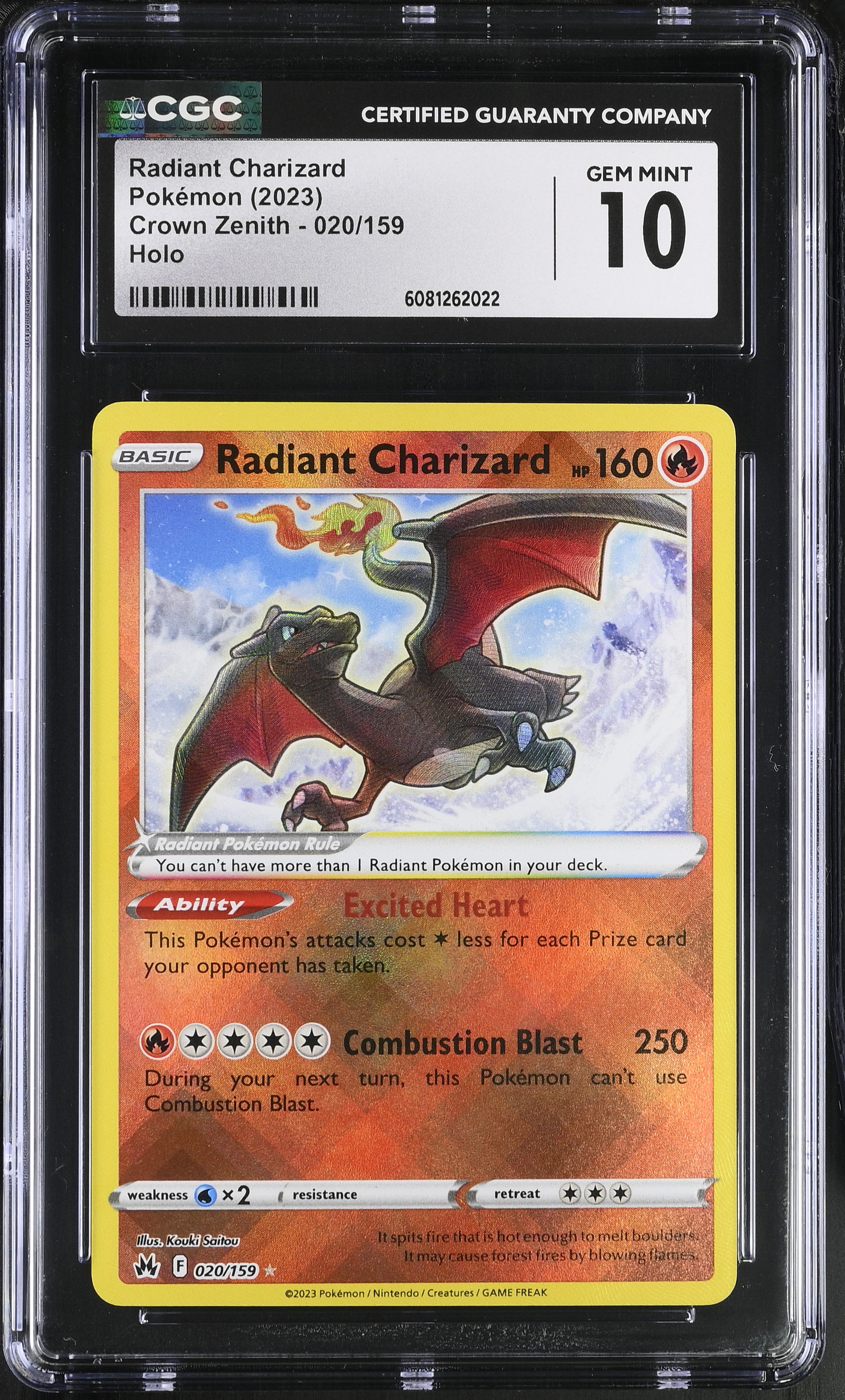 2023 #020 Radiant Charizard CGC 10 Crown Zenith - English