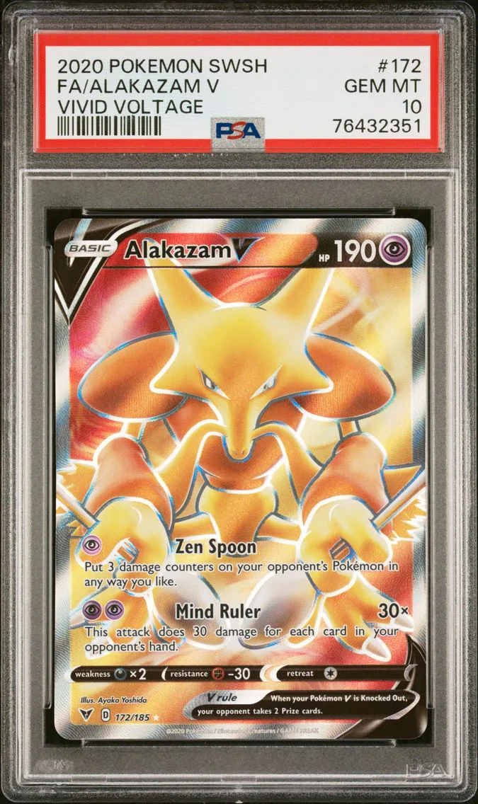2020 #172 Full Art/Alakazam V PSA 10 Sword & Shield Vivid Voltage