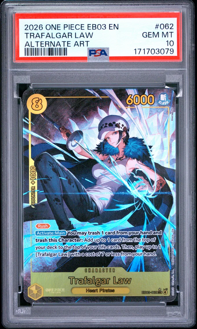 2026 #062 Trafalgar Law PSA 10 One Piece EB03-Extra Booster -One Piece Heroines Edition-