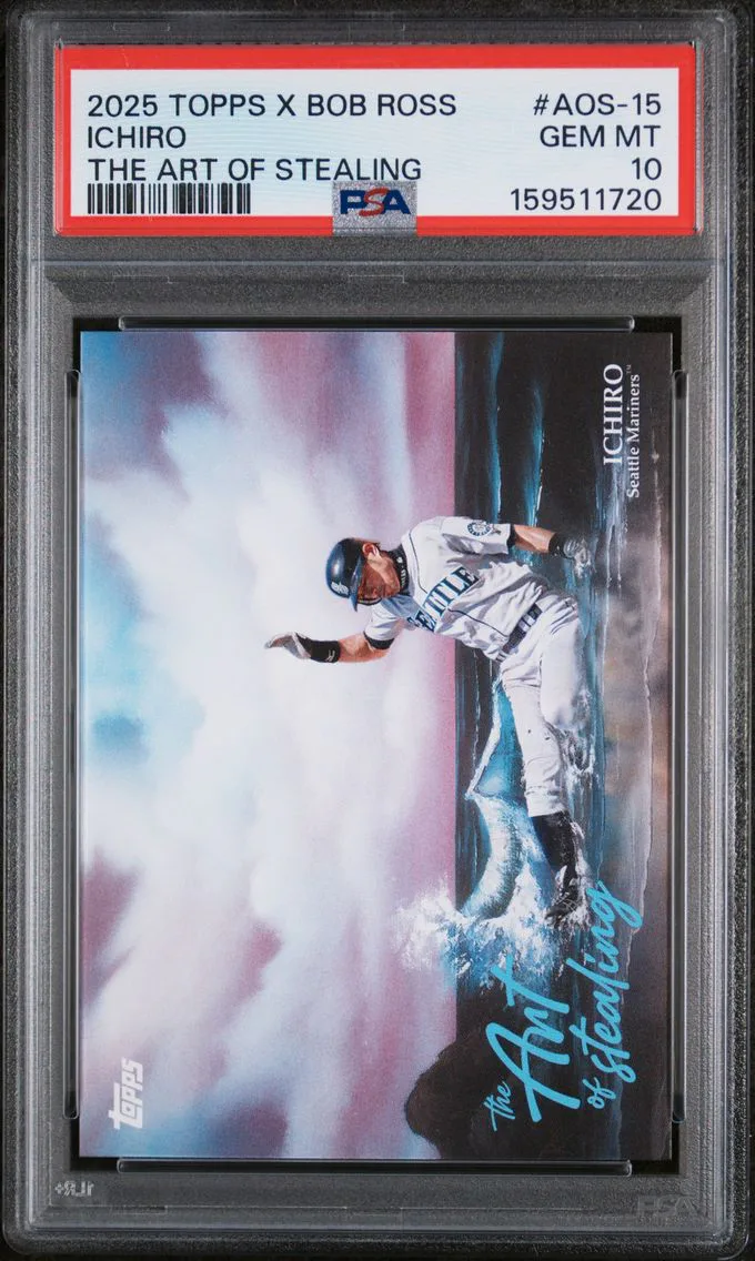 2025 #AOS-15 Ichiro PSA 10 Topps X Bob Ross the Joy of Baseball the Art of Stealing