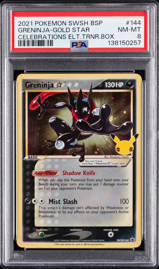 2021 #144 Greninja-Gold Star PSA 8 Swsh Black Star Promo Pokemon