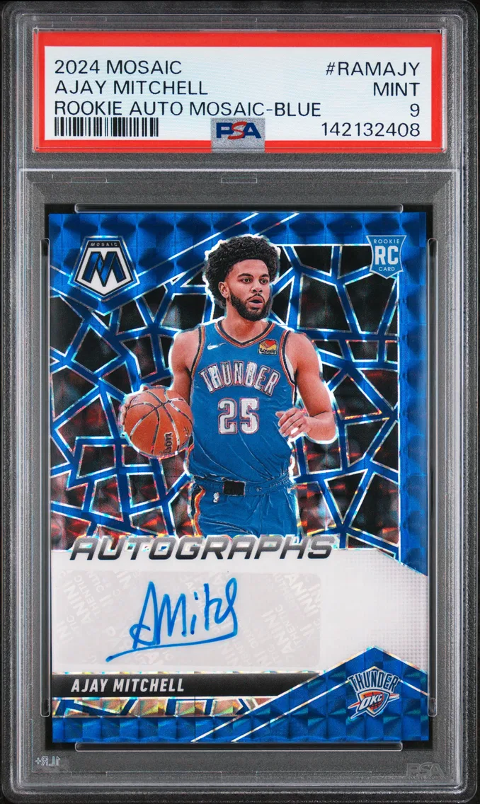 2024 #RAMAJY Ajay Mitchell PSA 9 Panini Mosaic Rookie Autographs Mosaic