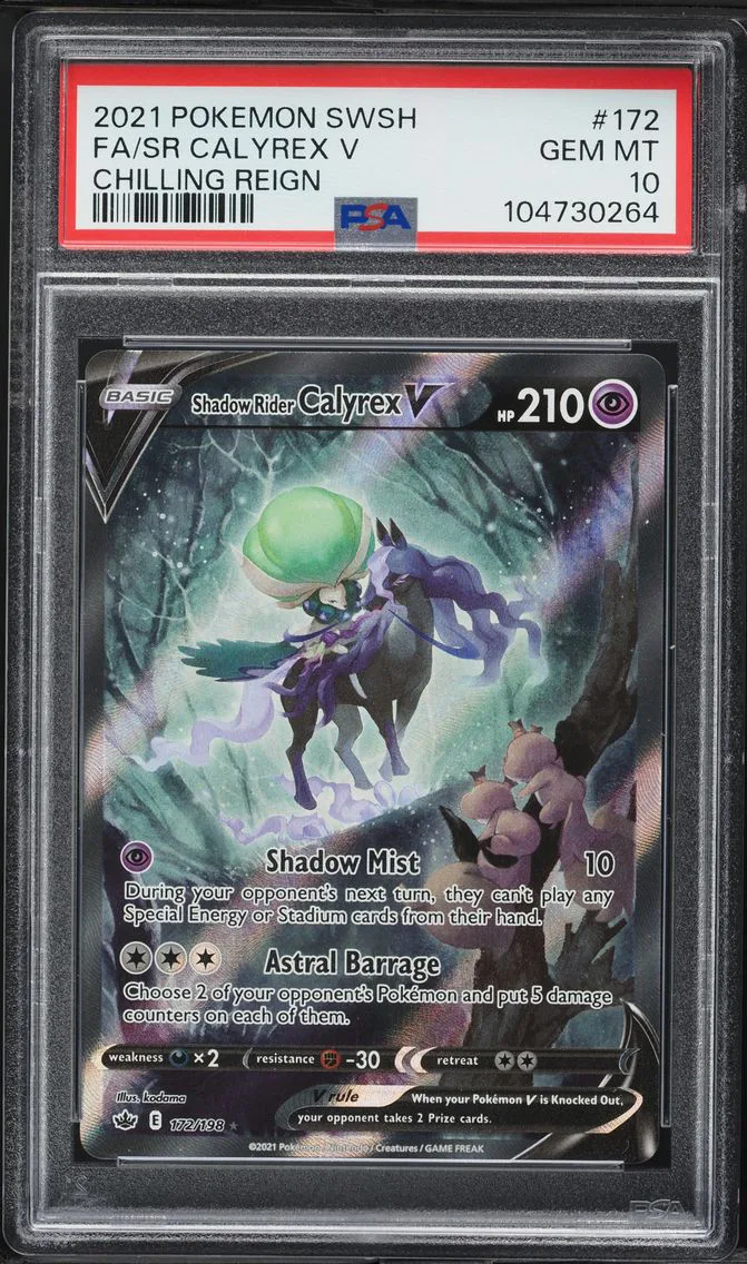2021 Pokemon Sword & Shield Chilling Reign Full Art/Shadow Rider Calyrex V Sword & Shield Chilling Reign #172 PSA 10