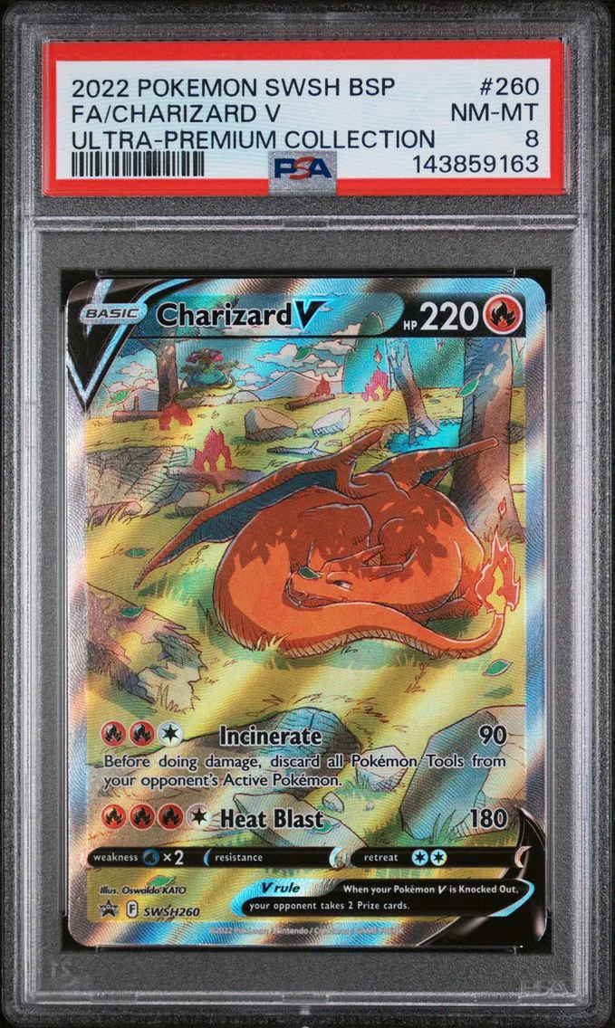 2022 #260 Full Art/Charizard V PSA 8 Swsh Black Star Promo Pokemon
