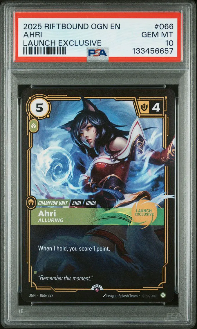 2025 #066 Ahri - Alluring PSA 10 Riftbound: League of Legends Ogn-Origins