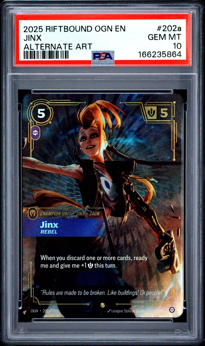 2025 #202a Jinx - Rebel PSA 10 Riftbound: League of Legends Ogn-Origins