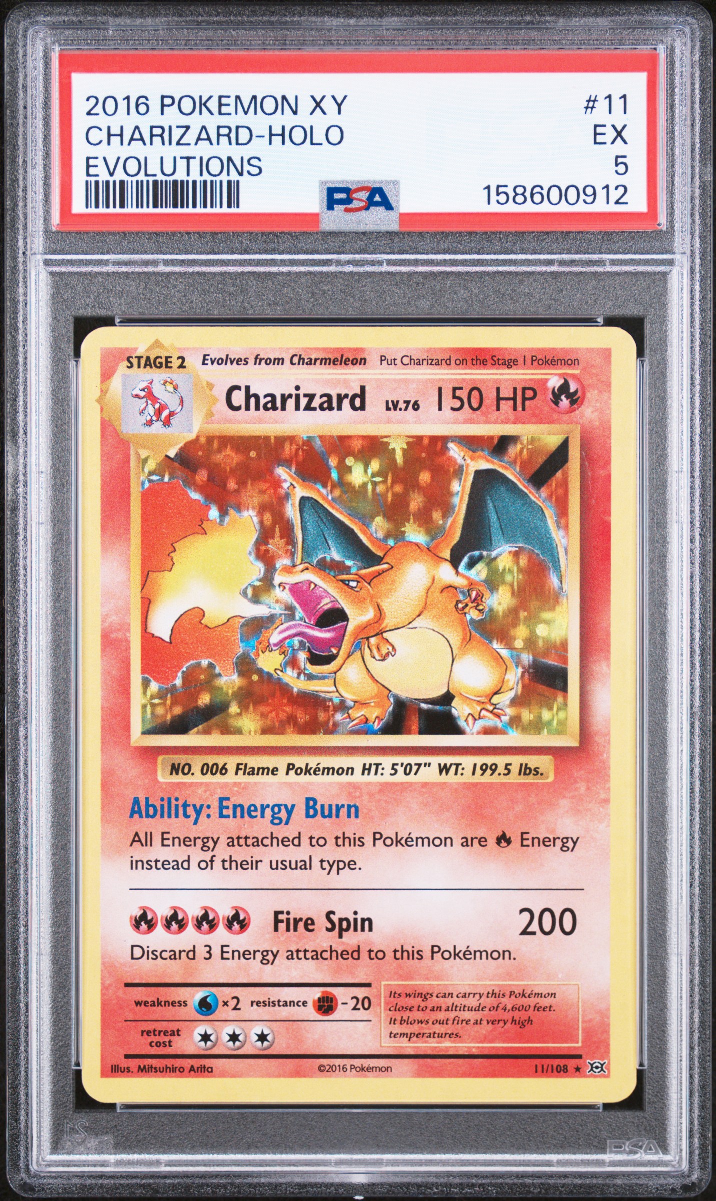 2016 #11 Charizard-Holo PSA 5 Xy Evolutions