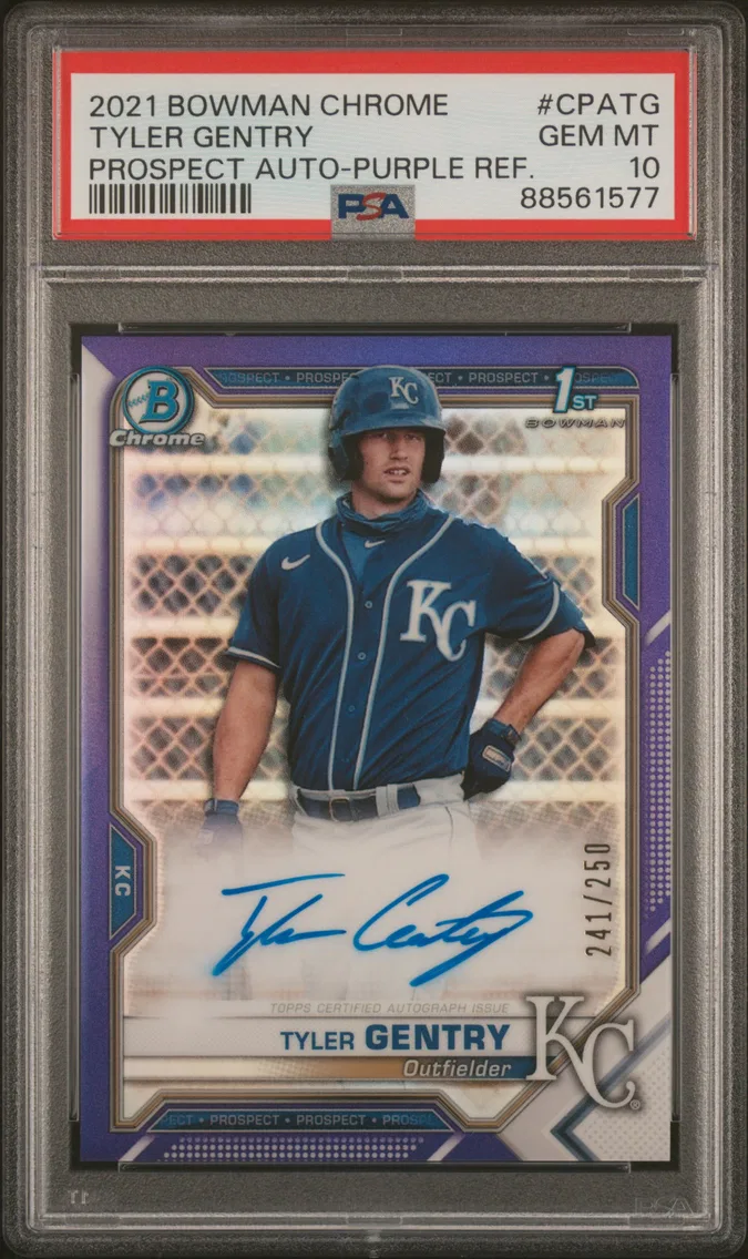 2021 #CPATG TYLER GENTRY PSA 10 Bowman Chrome Prospect Autographs