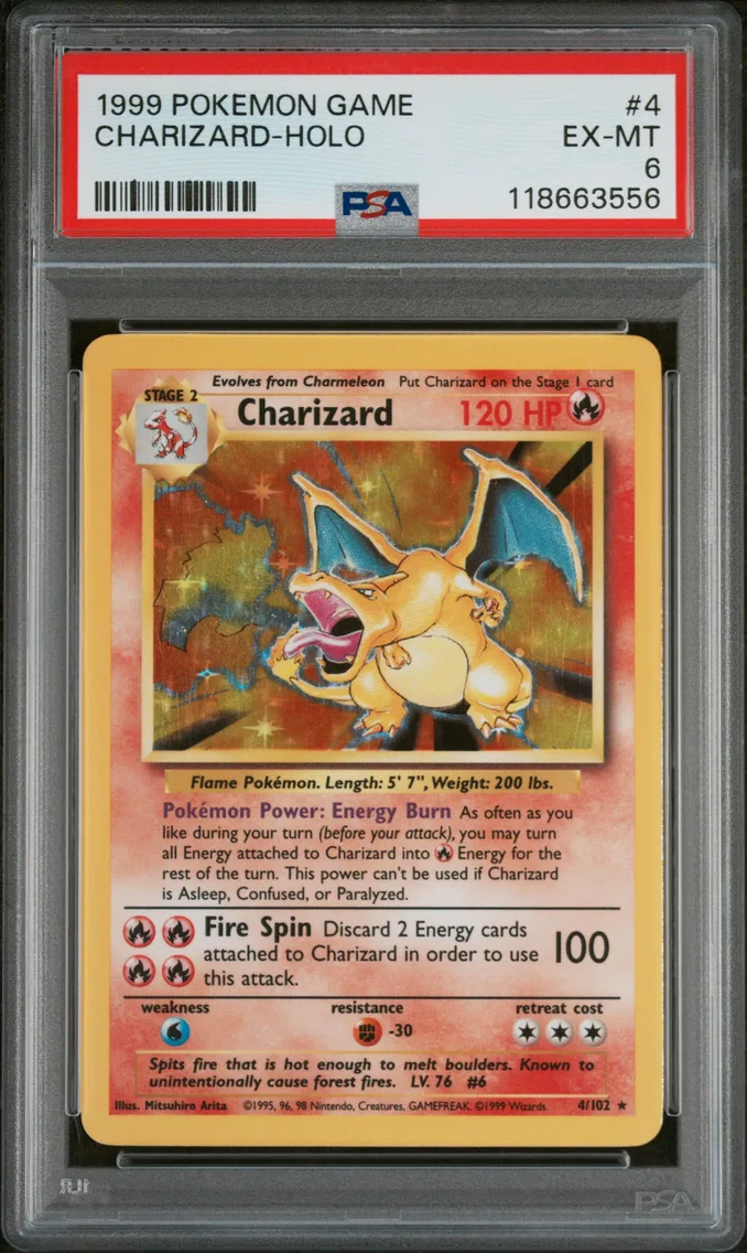 1999 #4 Charizard-Holo PSA 6 Gam