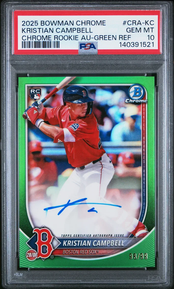 2025 #CRA-KC KRISTIAN CAMPBELL PSA 10 Bowman Chrome Chrome Rookie Autographs