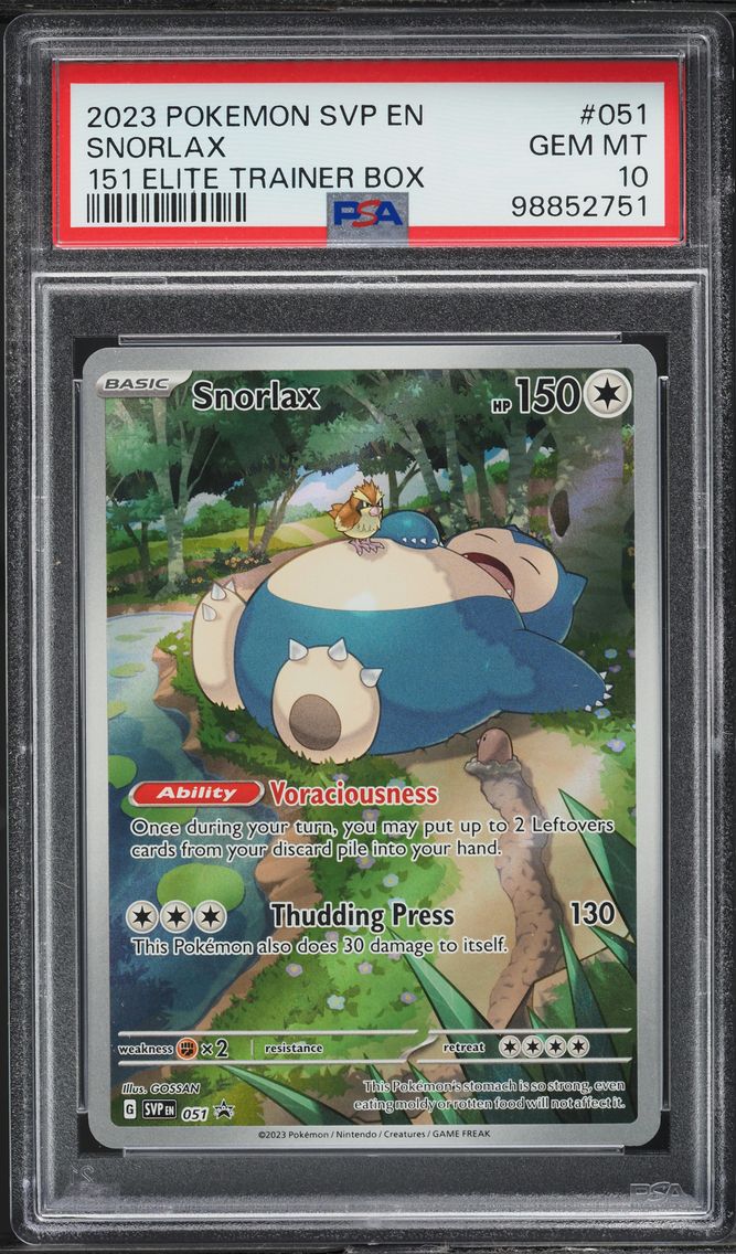 2023 #51 SV 151 BLACK STAR PROMO ETB SNORLAX PSA 10 POKEMON