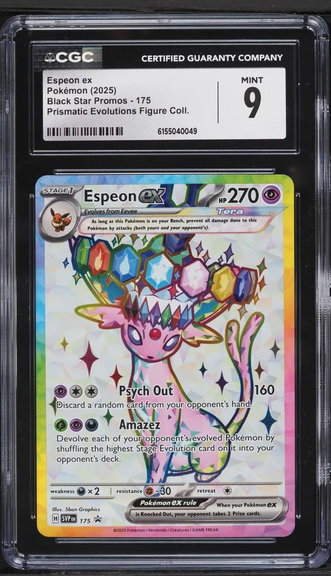 2025 #175 Espeon ex CGC 9 Pokemon Scarlet & Violet Promo Prismatic Evolutions Figure Full Art