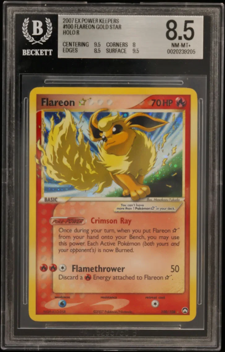 2007 #100 Flareon Gold Star HOLO R BGS 8.5 EX Power Keepers