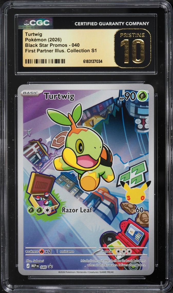 2026 Pokemon Mega Evolution Promo First Partner Illustration S1 Full Art Turtwig #40 CGC 10
