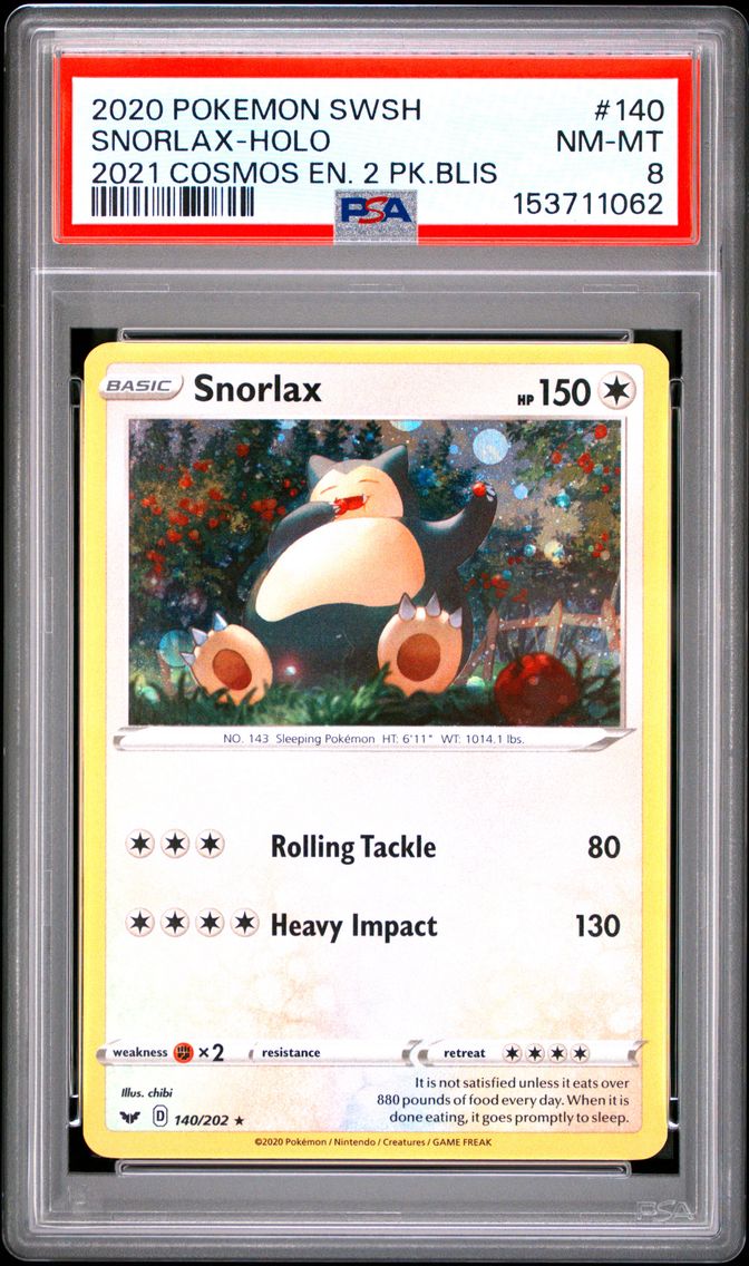 2020 #140 Snorlax-Holo PSA 8 Swo