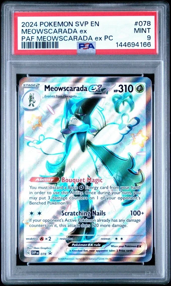2024 Pokemon Svp EN-SV Black Star Promo Meowscarada EX Svp EN-SV Black Star Promo #078 PSA 9
